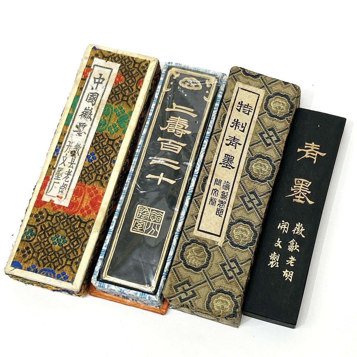 中国徽墨 上寿百二十/特制青墨 徽州老胡開文製 2点セット 中国墨 書道具 arc川0718