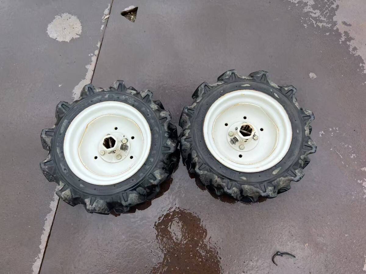 秋田県横手市発　 ブリヂストン 5-12 2PR 六角軸　対角50ｍｍ ホイールセット パーツ 中古 農機具　農機用タイヤ 2本
