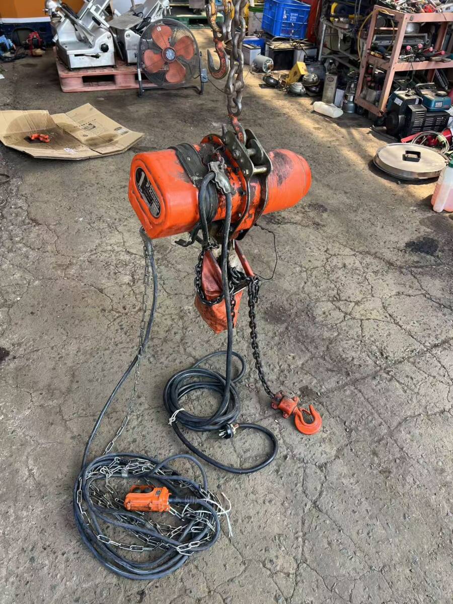 動画あり　秋田発　象印 ELEPHANT 9F型 電気 チェーンブロック 1t 三相200V リモコン付き　動作確認済み