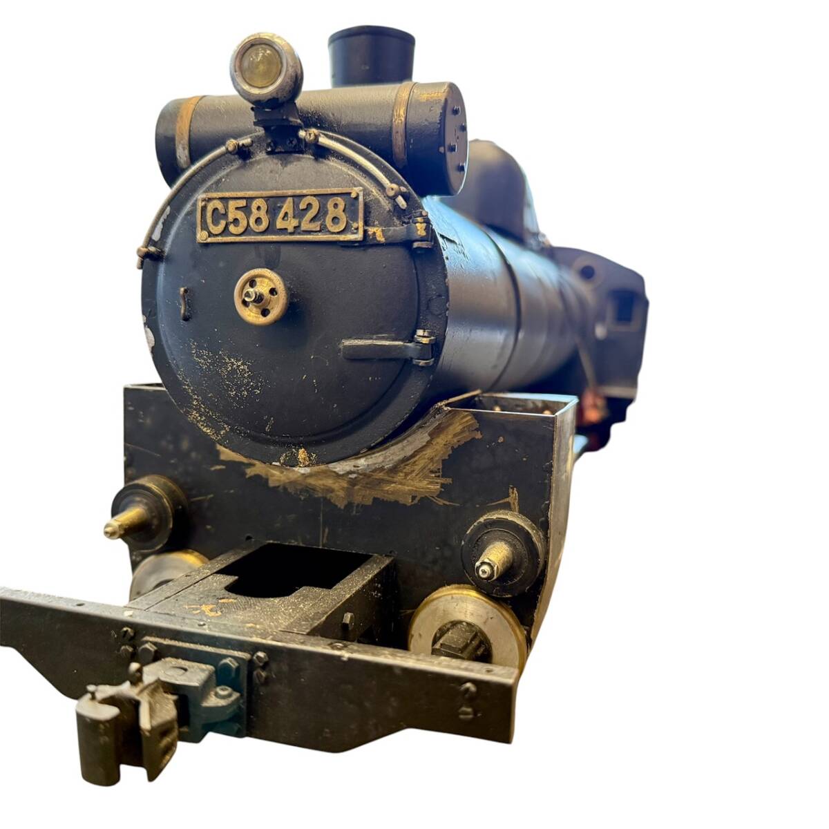 【MH-3653】中古現状品 鉄道模型 SL 国鉄 C58系 蒸気機関車 428号機 真鍮製キット Gゲージ 一部組み立て済み ディスプレイ
