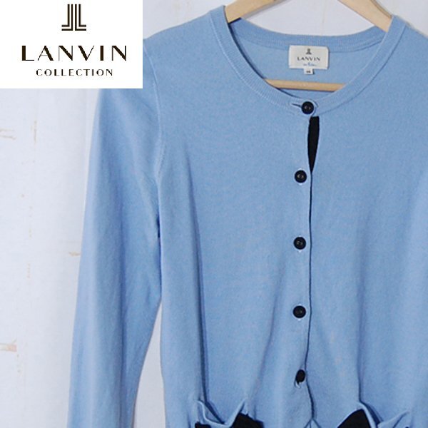 ランバンオンブルーLANVIN en Bleu■ニット カーディガン 長袖 クルーネック リボンモチーフ レディース■38■ ※NK6612336