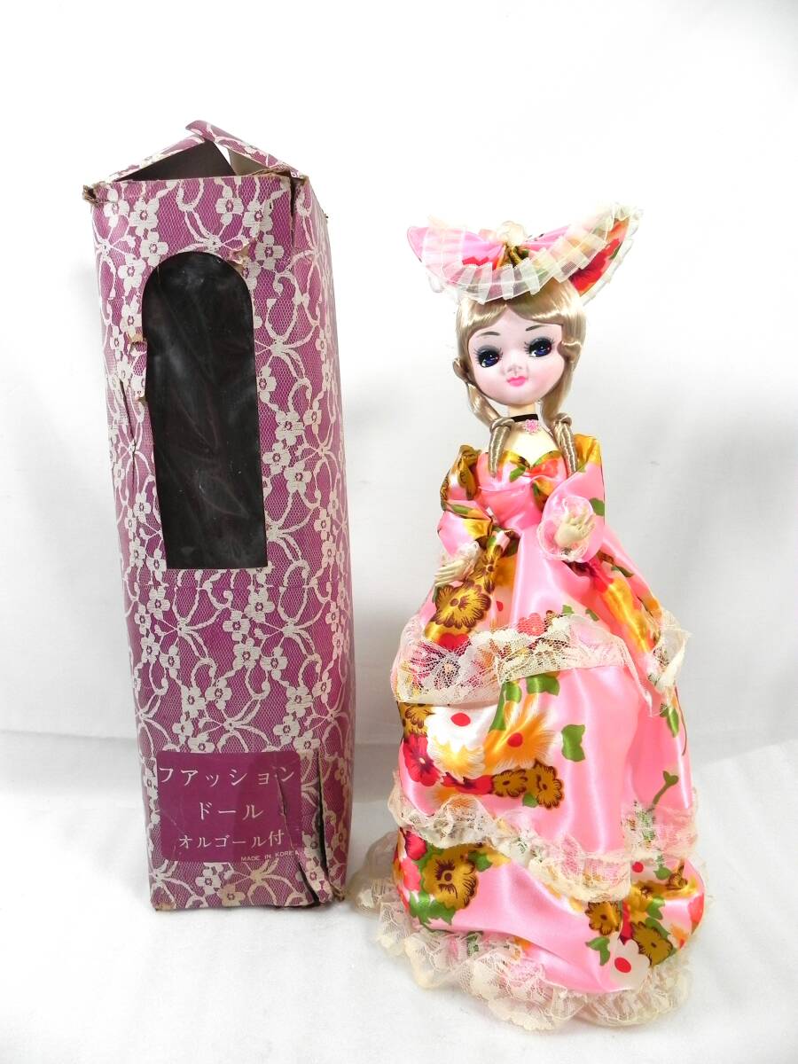 [R7954]◇昭和レトロ◆ファッションドール オルゴール付 ピンク 花柄