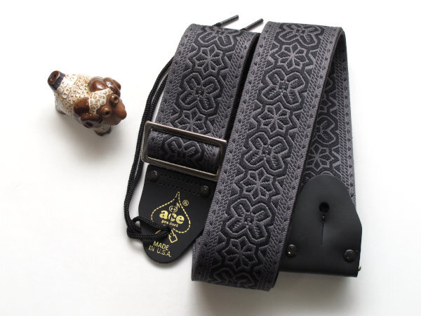 [新品] ACEギターストラップ ACE-15 GREENWICH BLACK（グレー） ACE VINTAGE REISSUE Guitar Straps
