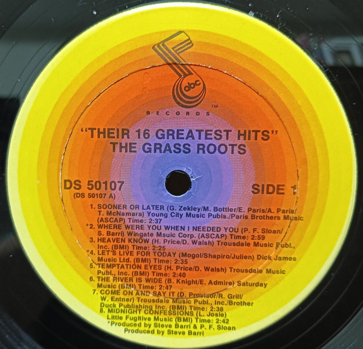 グラスルーツ(THE GRASS ROOTS)「THEIR 16 GREATEST HITS」輸入盤LP ジャケット無し 状態良好