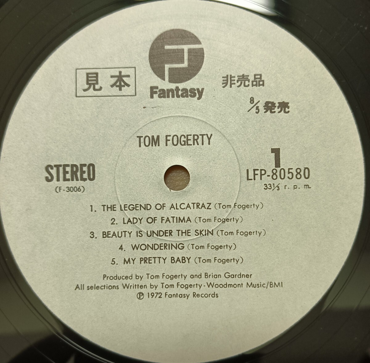 トム・フォガティ「TOM FOGERTY(トム・フォガティ)」国内盤LP 白ラベル見本盤(LFP-80580) ジャケット無し 状態良好 CCR