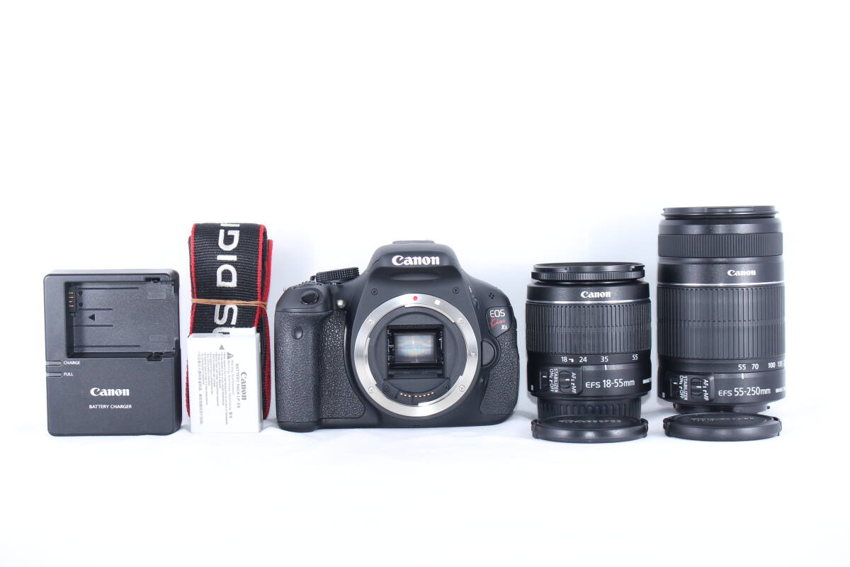 ★極上美品★キャノン CANON EOS KiSS X5 / EF-S 18-55mm F3.5-5.6 IS II / EF-S 55-250mm F4-5.6 IS II ★完動★#T048