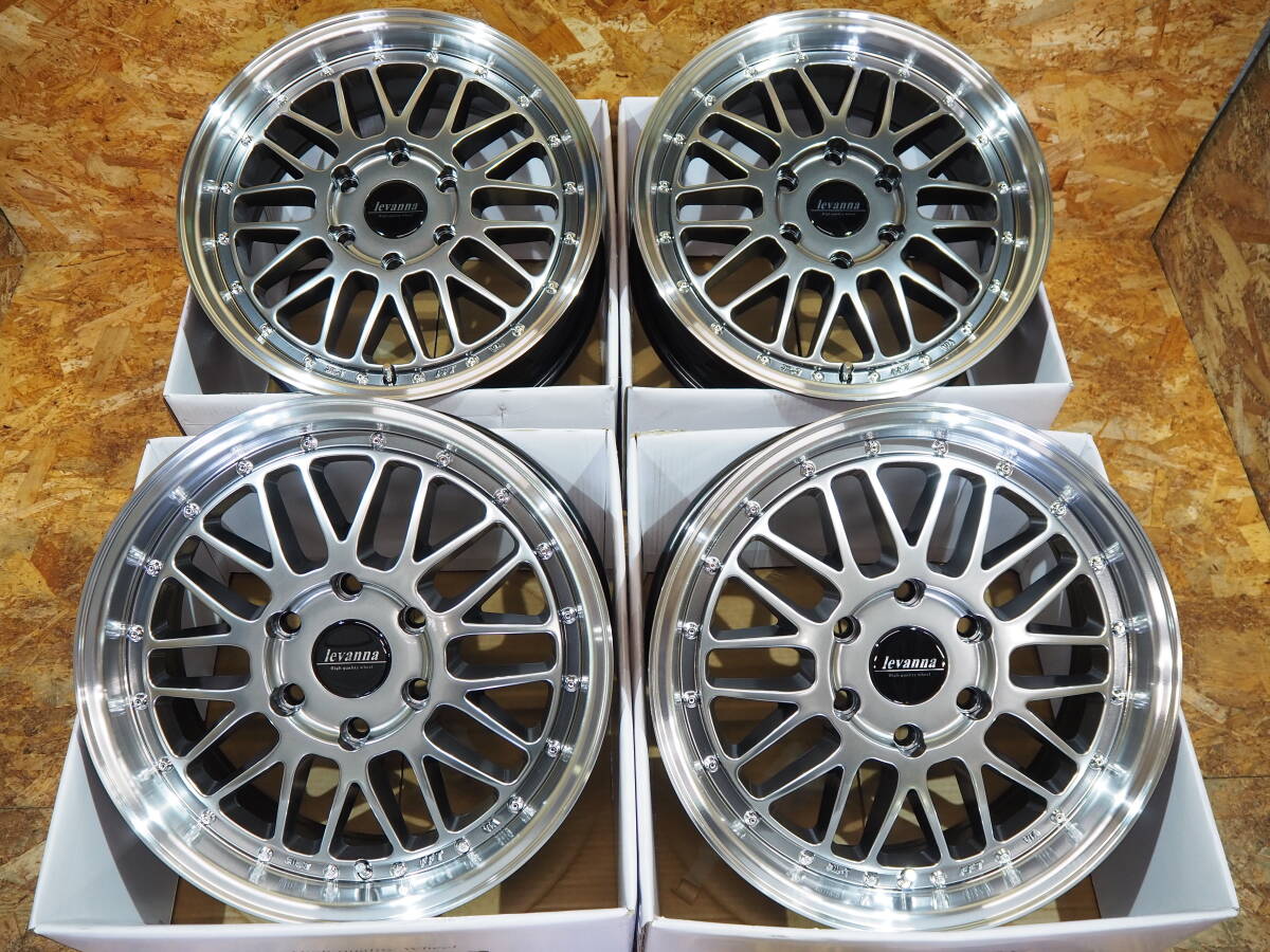 新品 4枚☆高耐久 軽量☆高級 HBK シルバー メッシュ 深リム levanna V10LTH FFT 18inch 7.0J+38 6H139.7 ハイエース 200系 4WD 車検対応