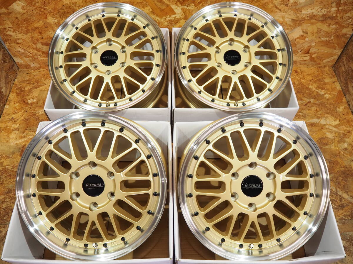 新品☆高耐久☆高級 ゴールド メッシュ 深リム levannaV10LTH FFT 18inch7.0J+38 JWL-T 225/50R18 選べるタイヤサイズ ハイエース 200系