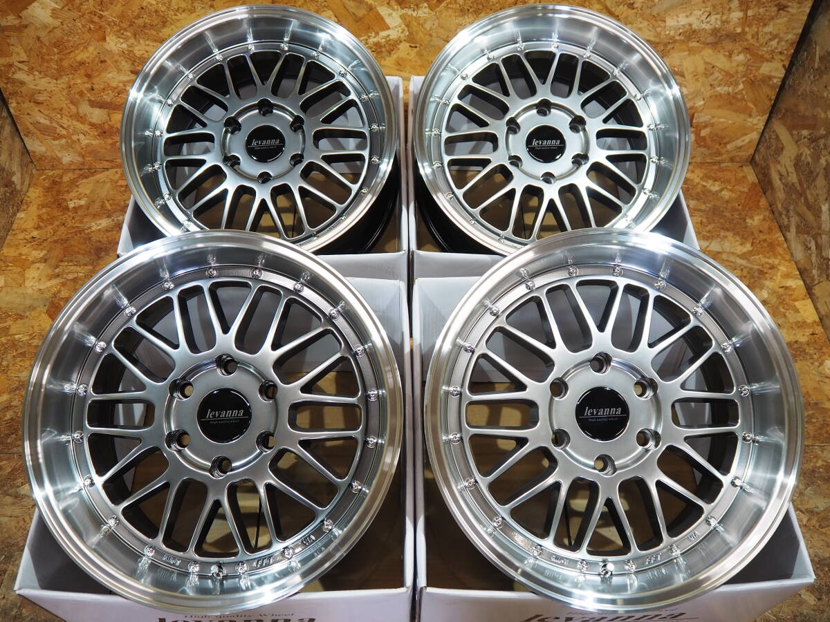 オーバーフェンダー設定 HBK シルバー 高級メッシュ 深リム levannaV10LTH FFT 18inch9J+25 225/45R18 選べるタイヤサイズ ハイエース 200