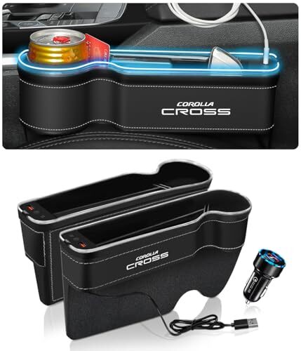【大容量設計】カローラクロス GX G Z 対応 車用 光る サイド収納ボックス シートサイドポケット ドリンクホルダー セ em