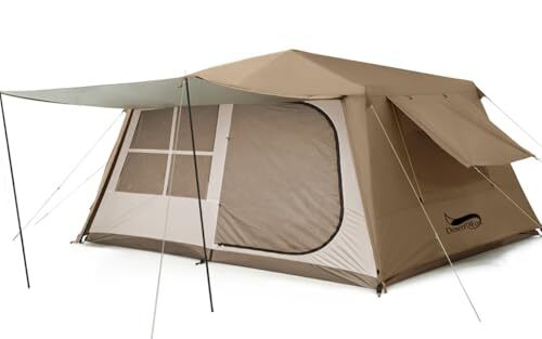 DesertFox テント大型 2～6人用 簡単設営 ロッジ型 高さ185cm/200cm 4000mm耐水圧 前後室あり em