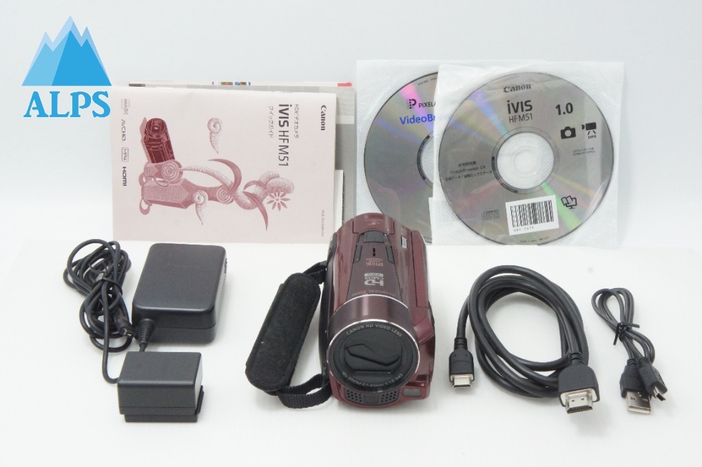 美品 Canon キヤノン iVIS HF M51 デジタルビデオカメラ レッド 260624az【アルプスカメラ】