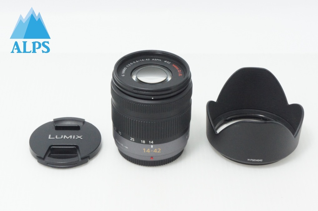 美品 Panasonic LUMIX G VARIO 14-42mm F3.5-5.6 ASPH. MEGA O.I.S H-FS014042 マイクロフォーサーズ フード付 260620ag【アルプスカメラ】