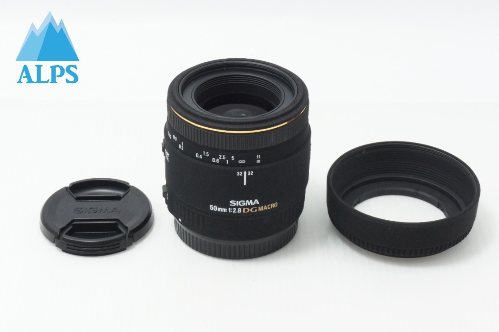 良品 SIGMA シグマ AF 50mm F2.8 EX DG MACRO Canon キヤノン EFマウント 単焦点レンズ フード付 260624aj【アルプスカメラ】