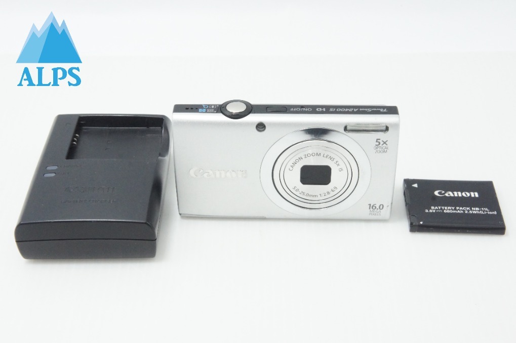 良品 Canon キヤノン PowerShot A2400 IS コンパクトデジタルカメラ シルバー 260624ax【アルプスカメラ】