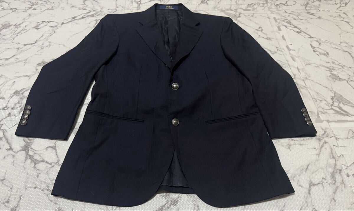 ★RALPH LAUREN ラルフローレン ジャケット テーラードジャケット ブレザー 紺ブレ 銀ボタン ウール メンズ　Mサイズ相当