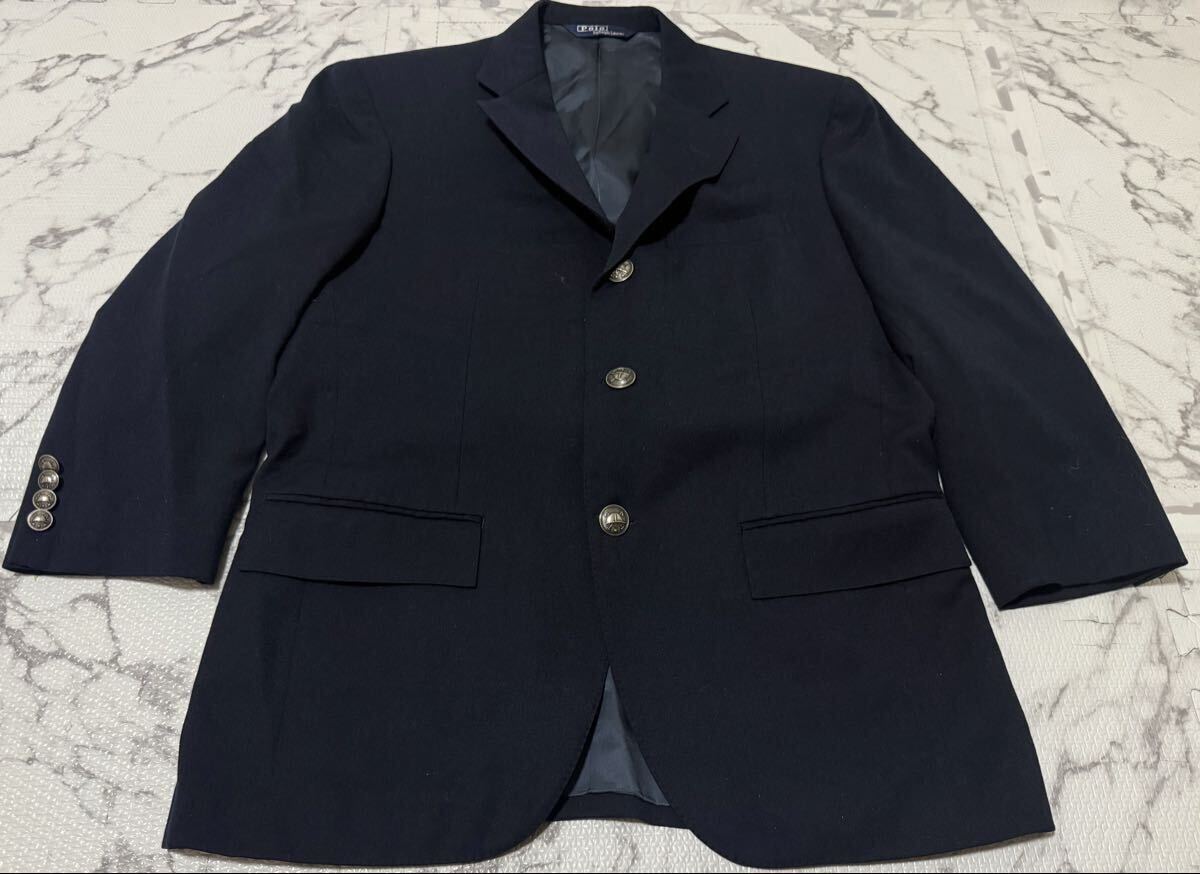 ★RALPH LAUREN ラルフローレン ジャケット テーラードジャケット 紺ブレ ブレザー 銀ボタン ウール ネイビー　メンズ　B5