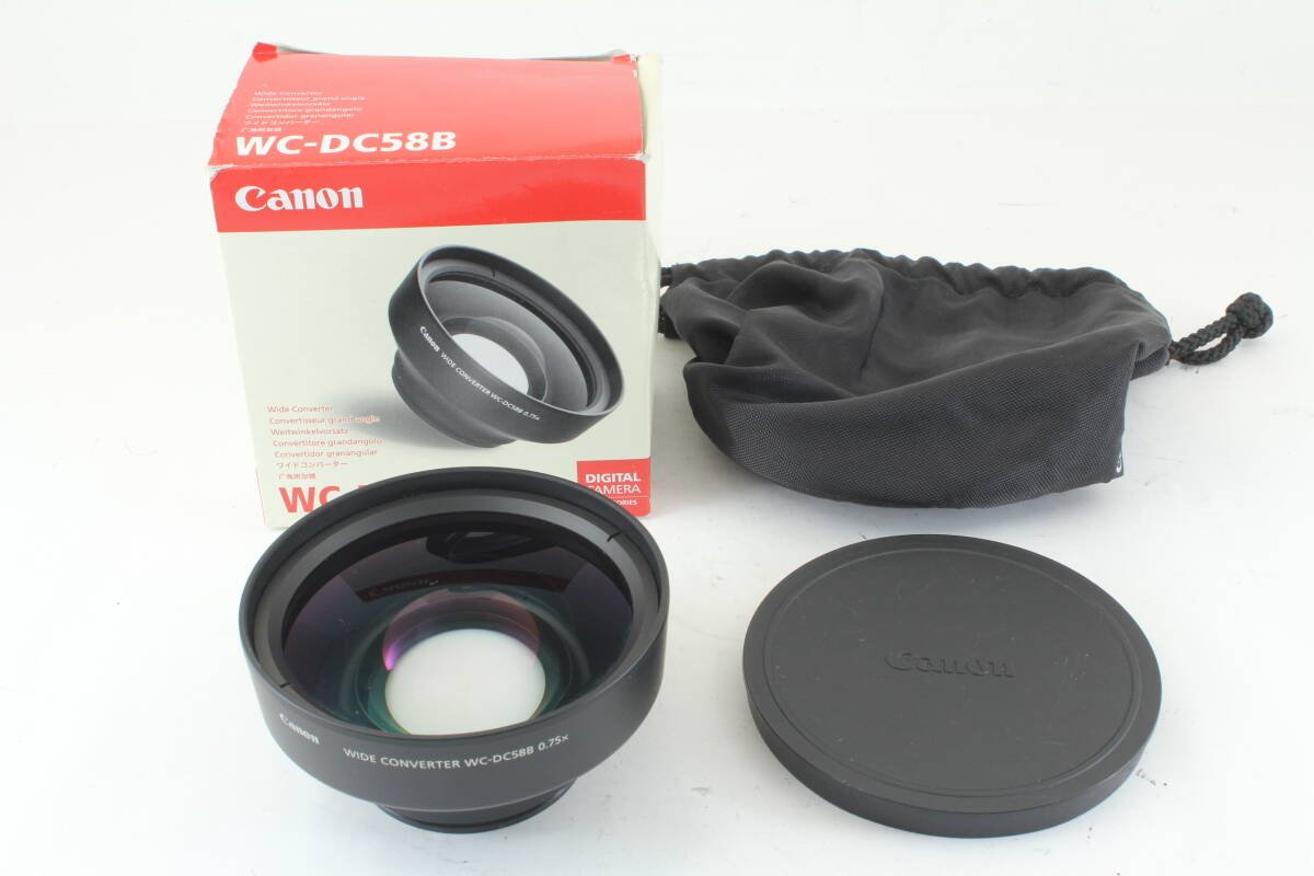 Canon キャノン WC-DC58B Wide Converter ワイドコンバーター 0.75x カメラ レンズ 元箱 ソフトケース フロントキャップ アクセサリー