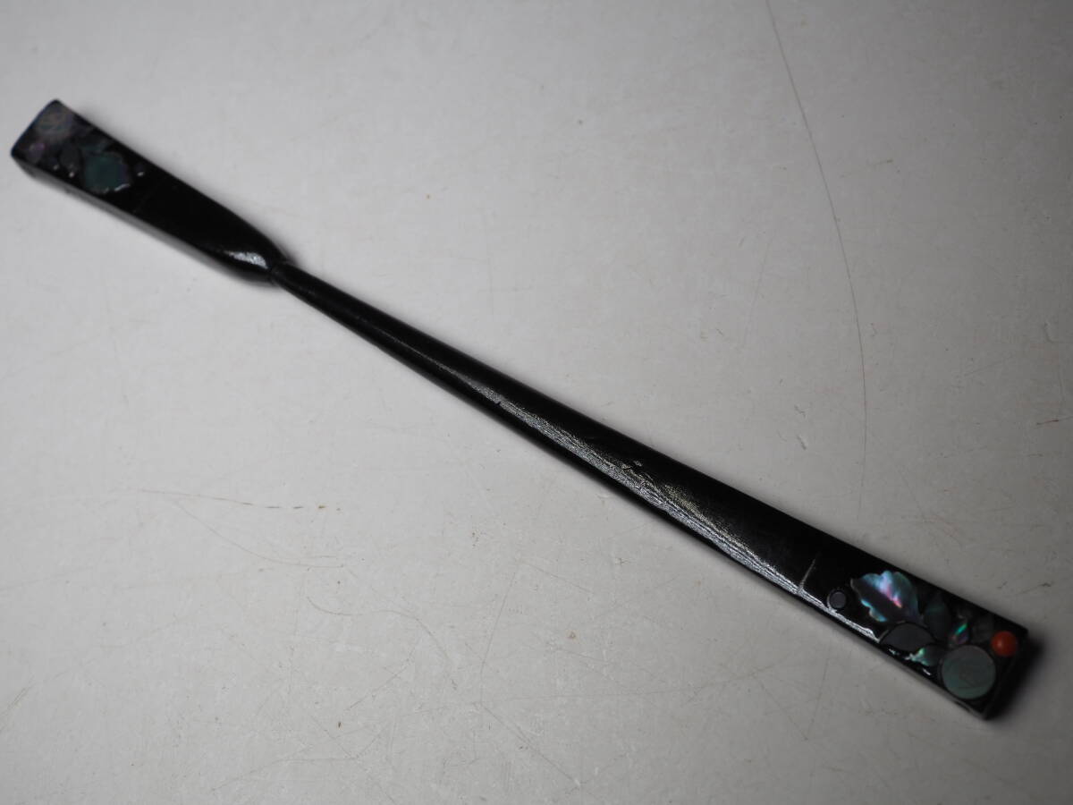 螺鈿細工　簪　かんざし　漆器　黒塗り　良品
