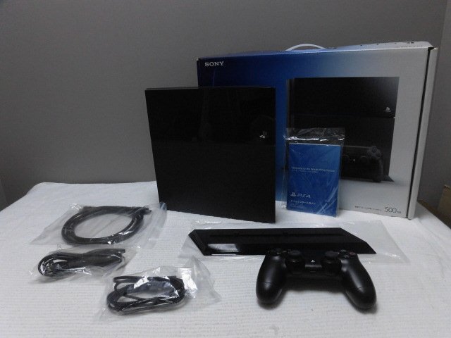 G14／動作品【本体 PlayStation 4 ジェット・ブラック 500GB (CUH-1100AB01)純正コントローラー1台＋スタンド ケーブル付社外品】プレステ