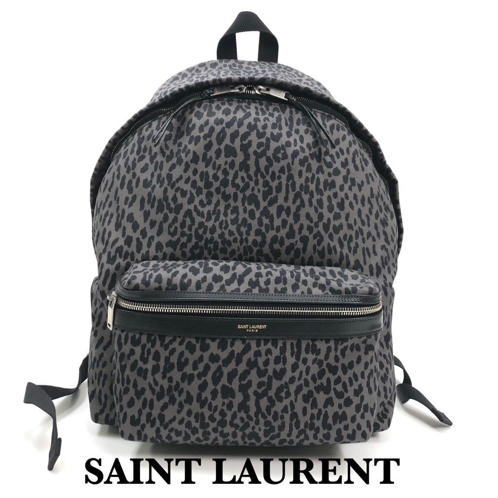 美品 SAINT LAURENT サンローラン シティバッグパック リュック レオパード/黒/グレー ショルダーバッグ メンズ/レディース 正規品 最落無