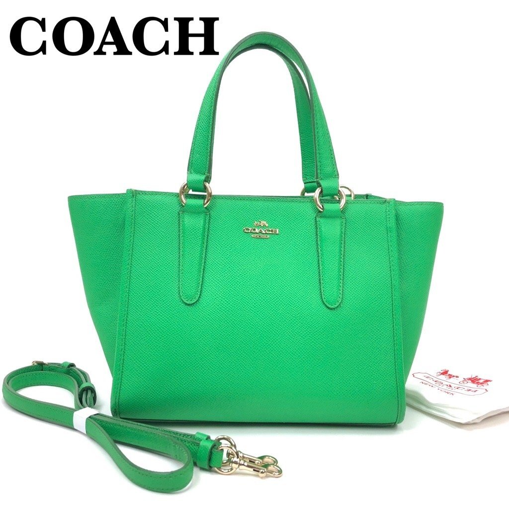 良品 COACH コーチ ミニクロスビー キャリーオール 2WAYバッグ ショルダーバッグ ハンドバッグ トートバッグ 33996 緑/グリーン 最落無