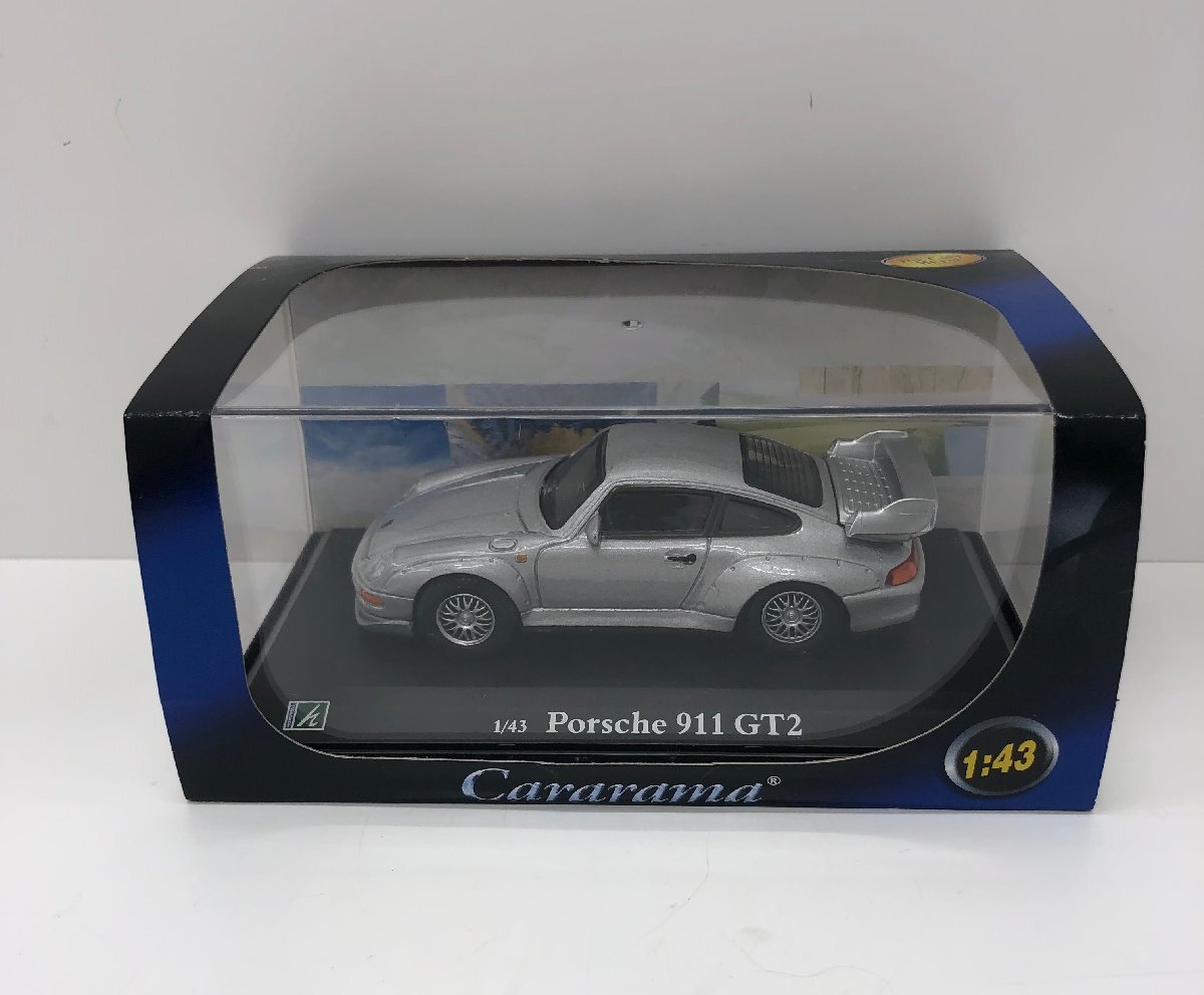 ★【中古品】PORSCHE　ポルシェ　911　GT2　1/43　シルバー　ミニカー　ケース付き
