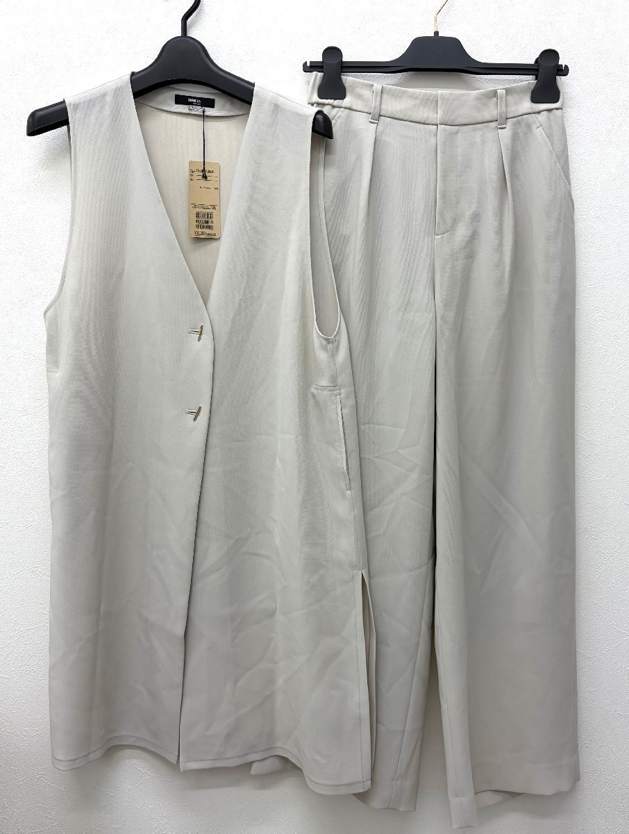 ★COMME CA (コムサ) レディース ジレ ロングジレ ストレートパンツ グレージュ セットアップ ファッション