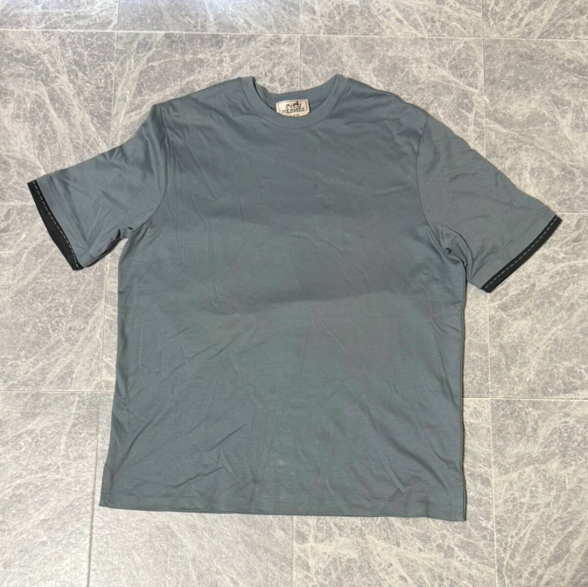 HERMES 2025SS エルメス 2025年春夏 レイヤード ピキュール セリエ 半袖 Tシャツ サイズM 青