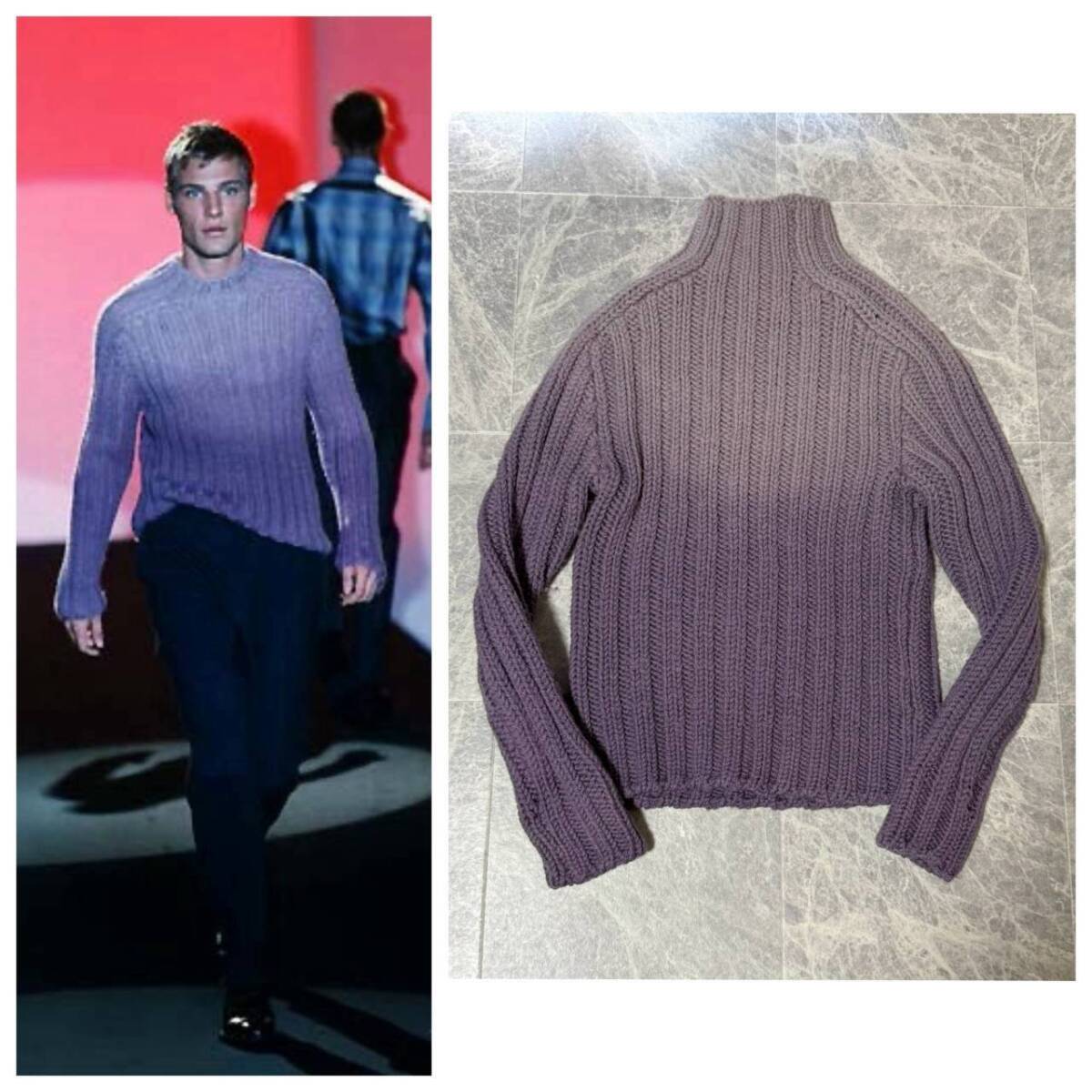 GUCCI by Tom Ford 1998AW グッチ トムフォード コレクション 100% ウール グラデーション タートルネック ハイネック ニット セーター M