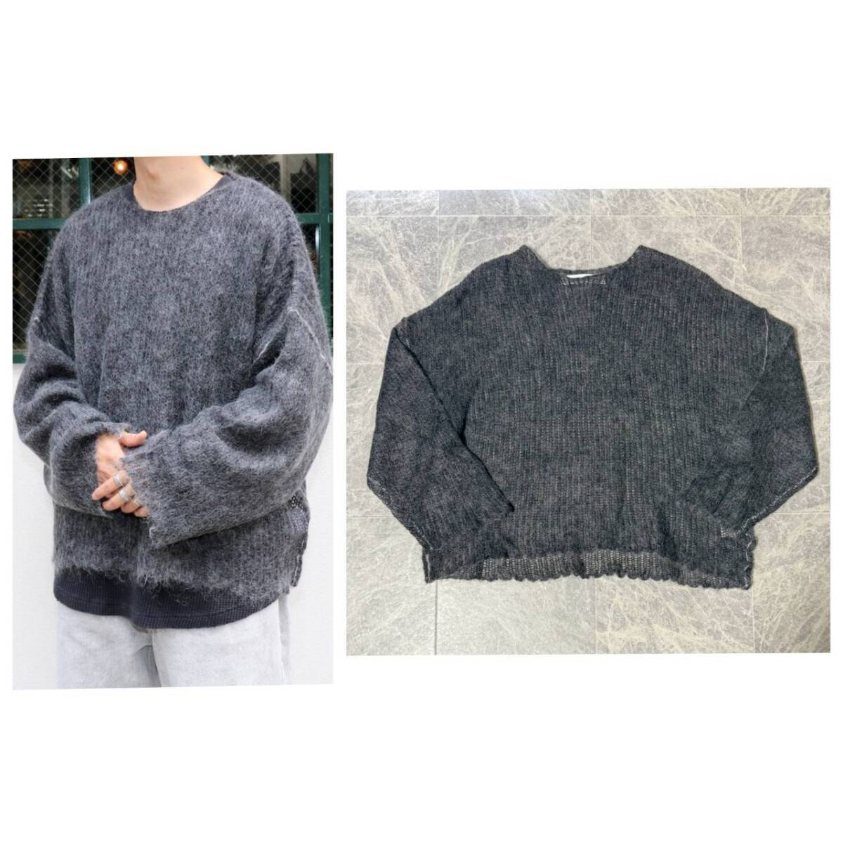 SANDWATERR RESEARCHED BOAT NECK SWEATER サンドウォーター レイヤード バギー ウール ニット セーター サイズ2 チャコール グレー