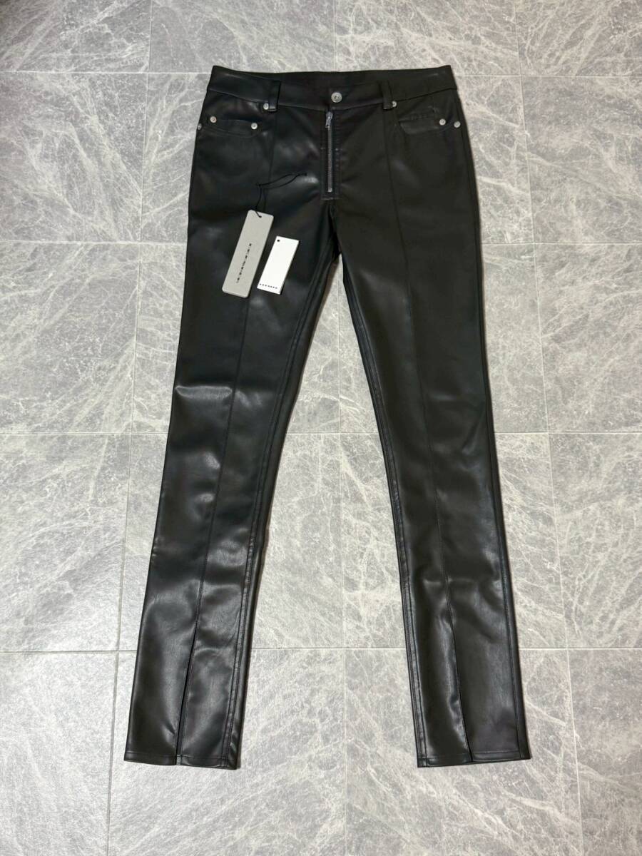 タグ付 RICKOWENS DRKSHDW Tyrone Slim Cut リックオウエンス ダークシャドウ ビーガン フェイク レザー 裾 カット スリット パンツ 29