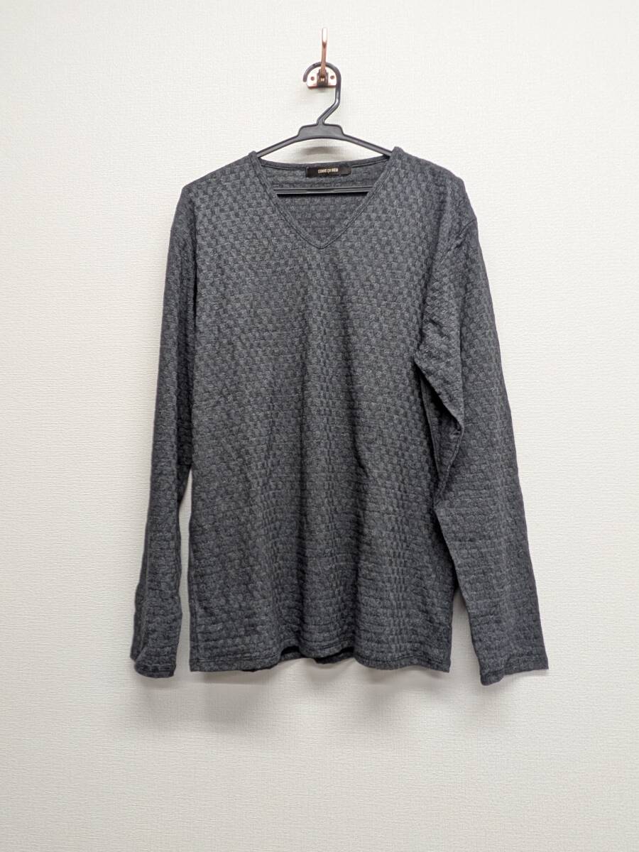 【☆1375【長期保管品】COMME CA MEN　コムサ・メン　フクレジャカードVネックカットソー　Lサイズ】
