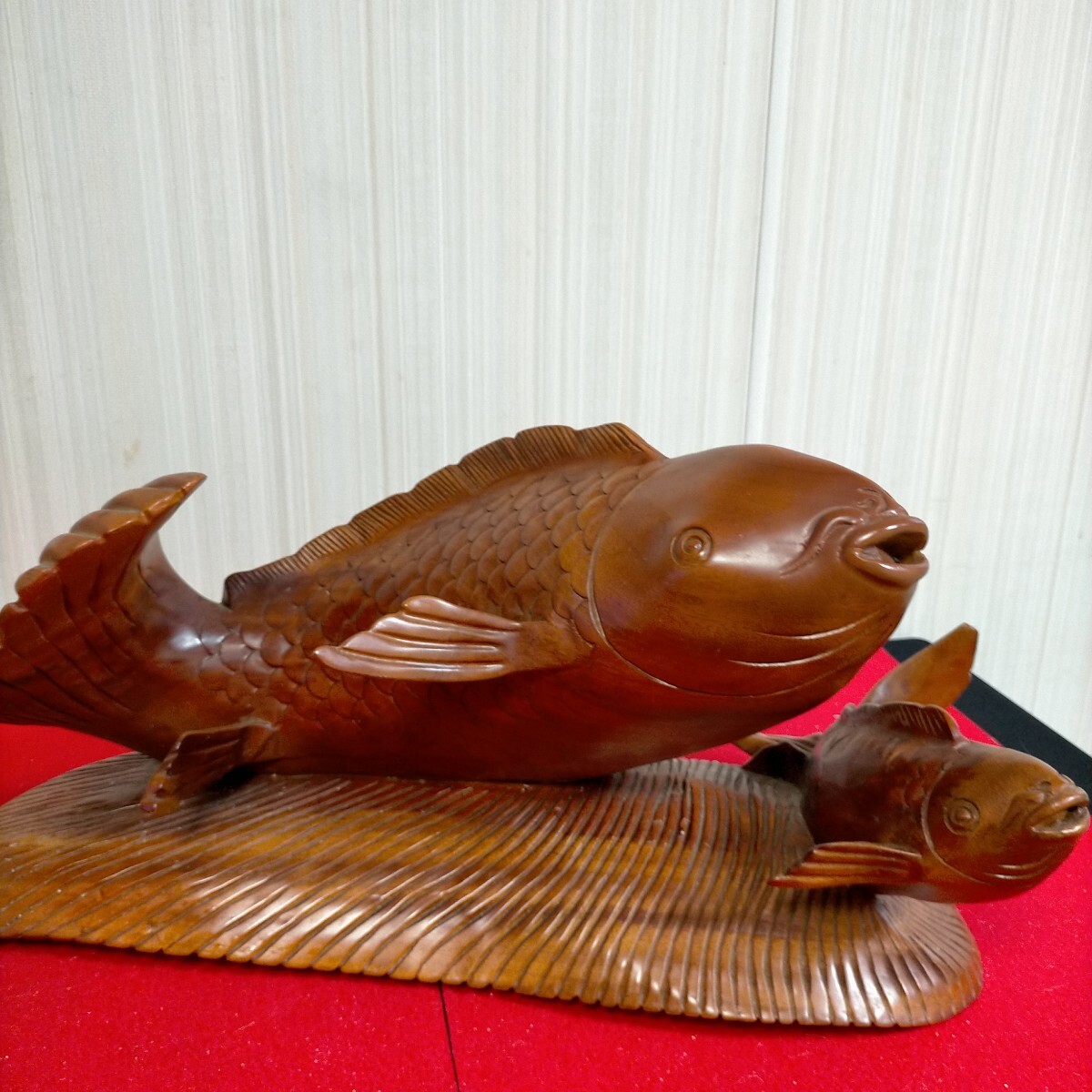 ● 置物　 鯉　 木彫り 彫刻　 インテリア●Ｊ-1
