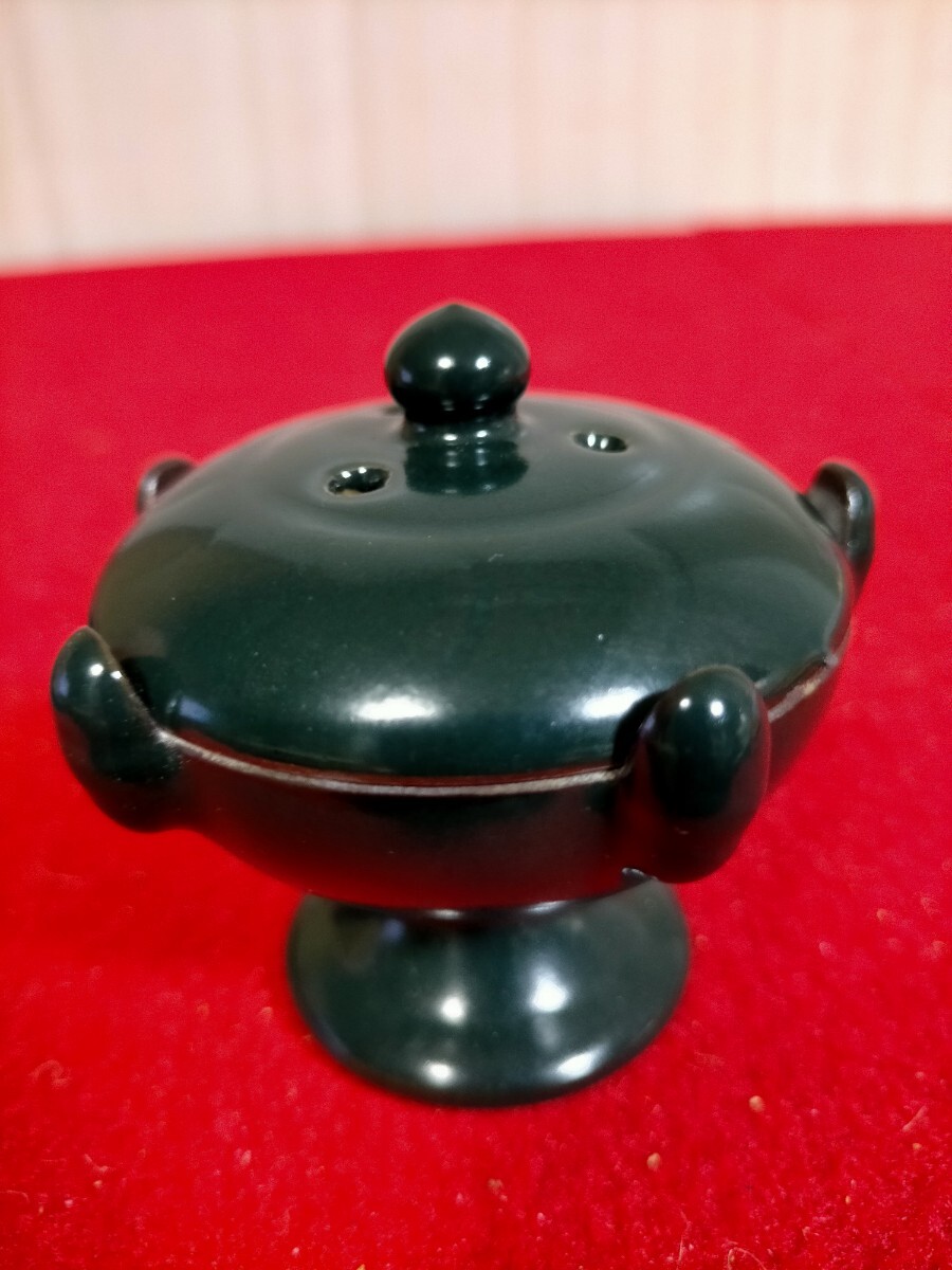 ●瑠璃　香合　香炉　陶器●A-5