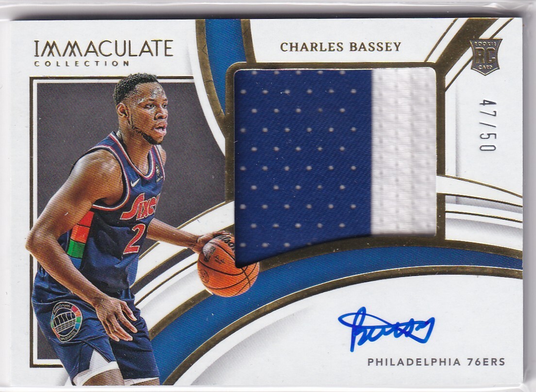 CHARLES BASSEY (76ERS) RC! 2021-22 PANINI IMMACULATE COLLECTION PRIME PATCH AUTO AUTOGRAPH (#/50)