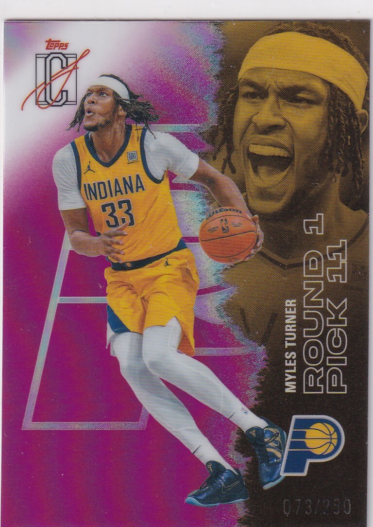 MYLES TURNER (PACERS) 2025-26 TOPPS SIGNATURE CLASS CHROME MAGENTA REFRACTOR (#/250)