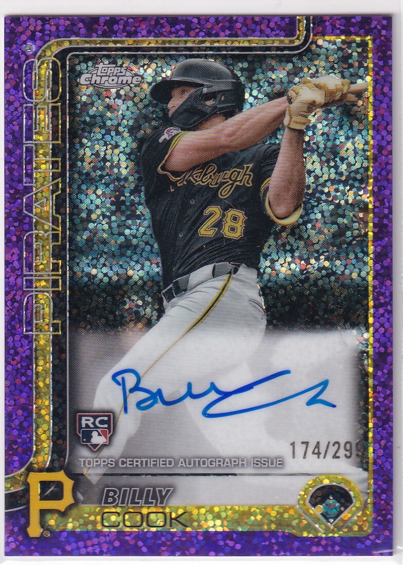 BILLY COOK (PIRATES) RC! 2025 TOPPS CHROME ROOKIE AUTO AUTOGRAPH PURPLE SPECKLE REFRACTOR (#/250)