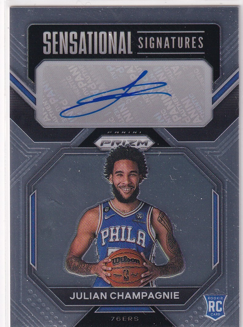JULIAN CHAMPAGNIE (76ERS) RC! 2022-23 PANINI PRIZM SENSATIONAL SIGNATURES AUTO AUTOGRAPH