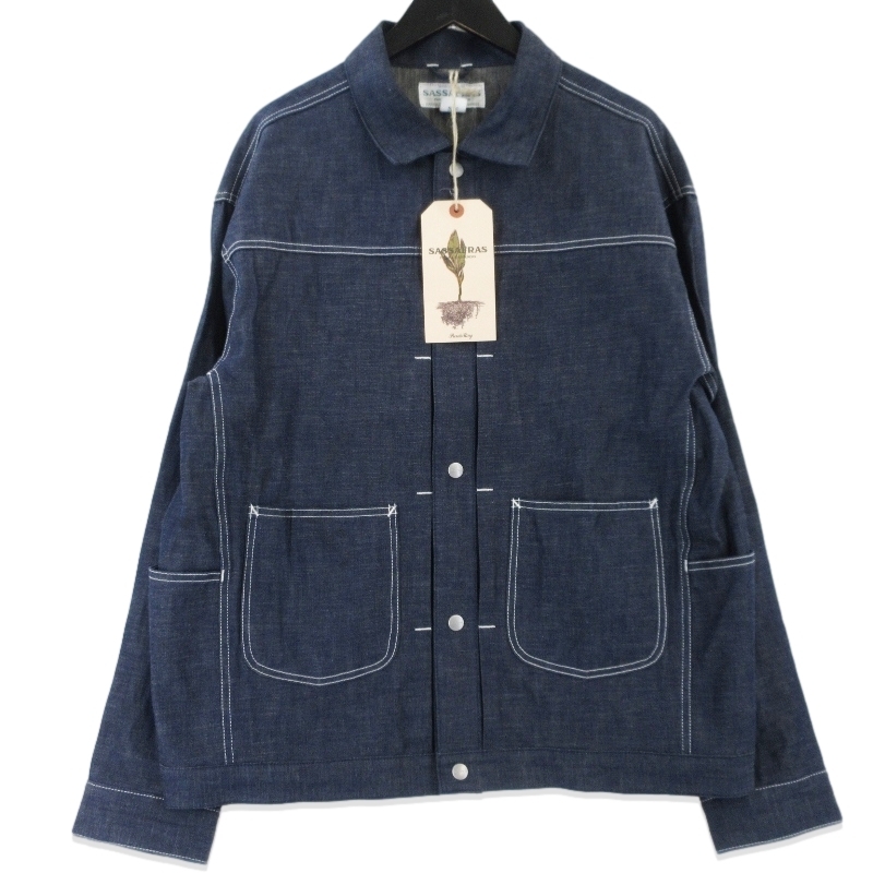 美品 SASSAFRAS ササフラス ガーデナーズジャケット SF-262324 Gardeners Jacket 8oz Military Denim インディゴ L 99001261