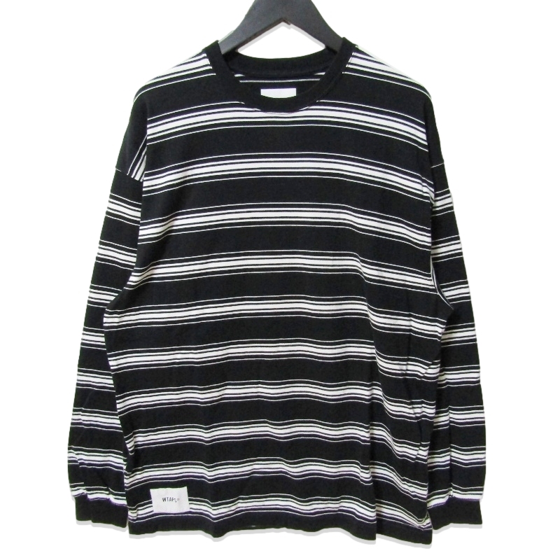 WTAPS ダブルタップス 長袖Tシャツ 222ATDT-CSM13 22AW コットン テキスタイル ボーダー ブラック 黒 3 27114253