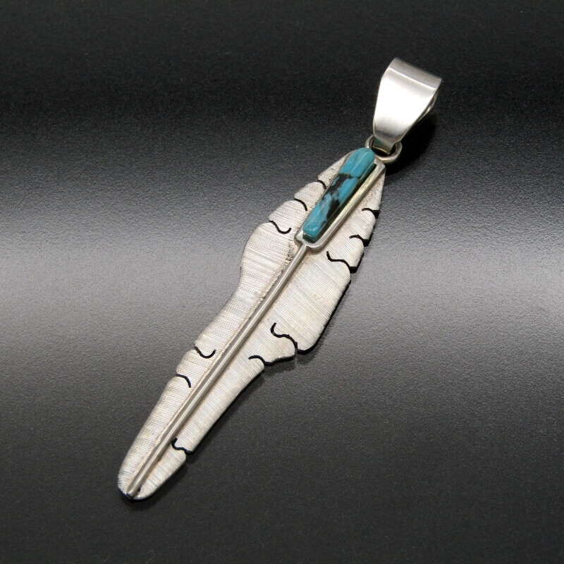 美品 Michael Kirk イスレタ族 ペンダント フェザー ターコイズ マイケルカーク トップ メンズ レディース 28012983