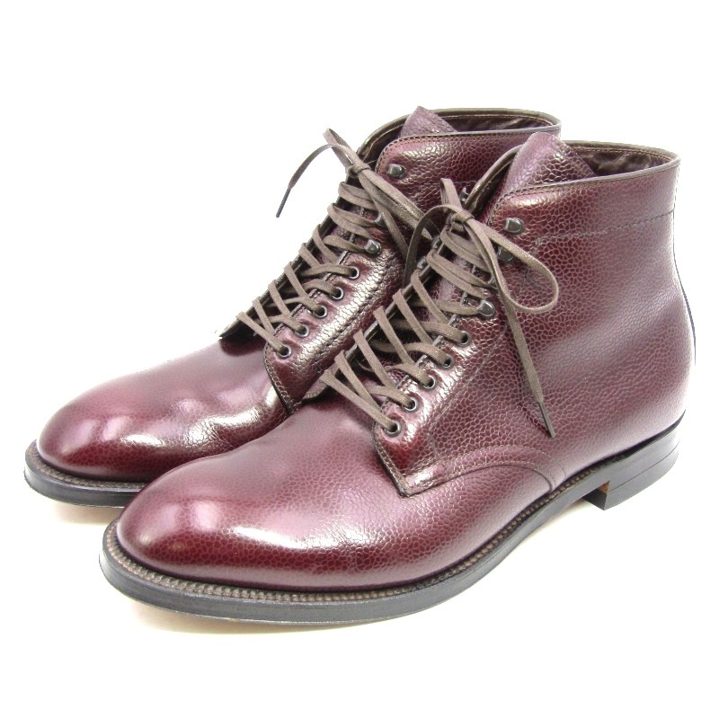 美品 Alden オールデン US10D 28cm プレーントゥブーツ NATORIYA別注 45624H スコッチグレイン 6インチ なとりや バーガンディ 35005753