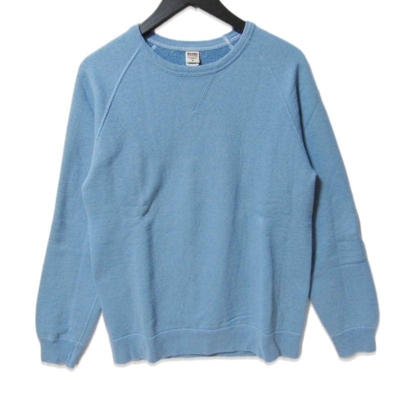 BARNS OUTFITTERS バーンズ クルーネックスウェット COZUN GUSSET CREW カズンスウェット 裏起毛 コットン 日本製 ブルー M 27114284
