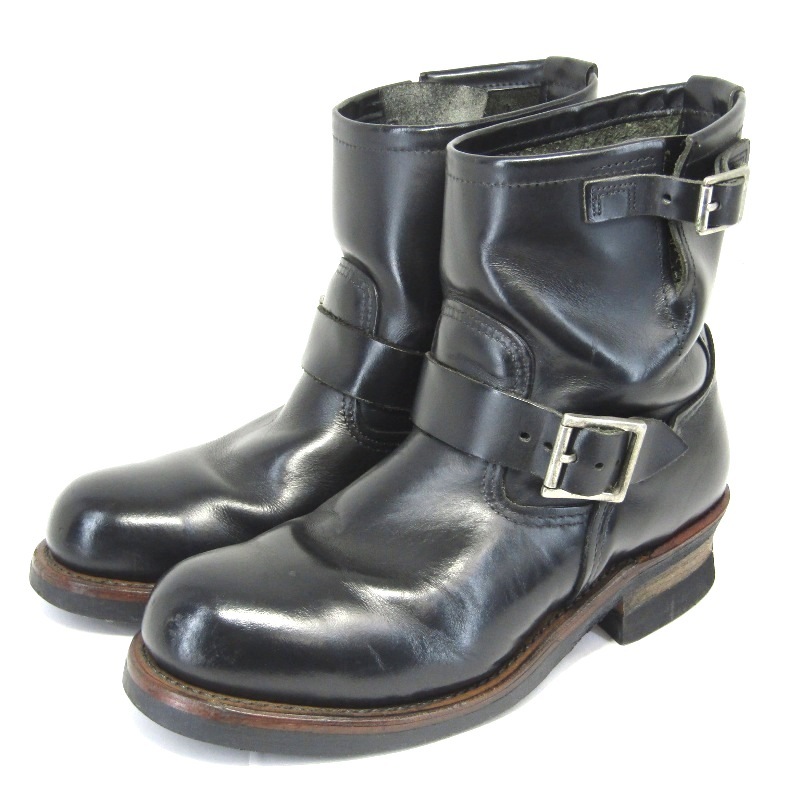 REDWING レッドウィング US7.5D 25.5cm ショート エンジニアブーツ 2976 ASTM ワークブーツ 8インチ スチールトゥ 黒 クローム 35005762