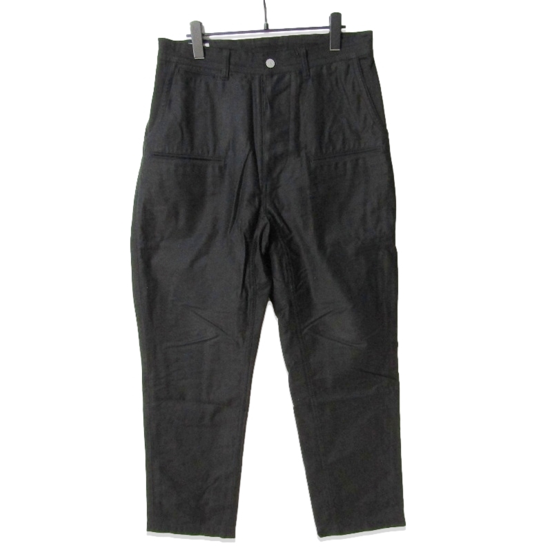 SASSAFRAS ササフラス Wheel Barrow Pants ウィールバロー ワークパンツ ボタンフライ 無地 コットン 日本製 ブラック 黒 S 27114381