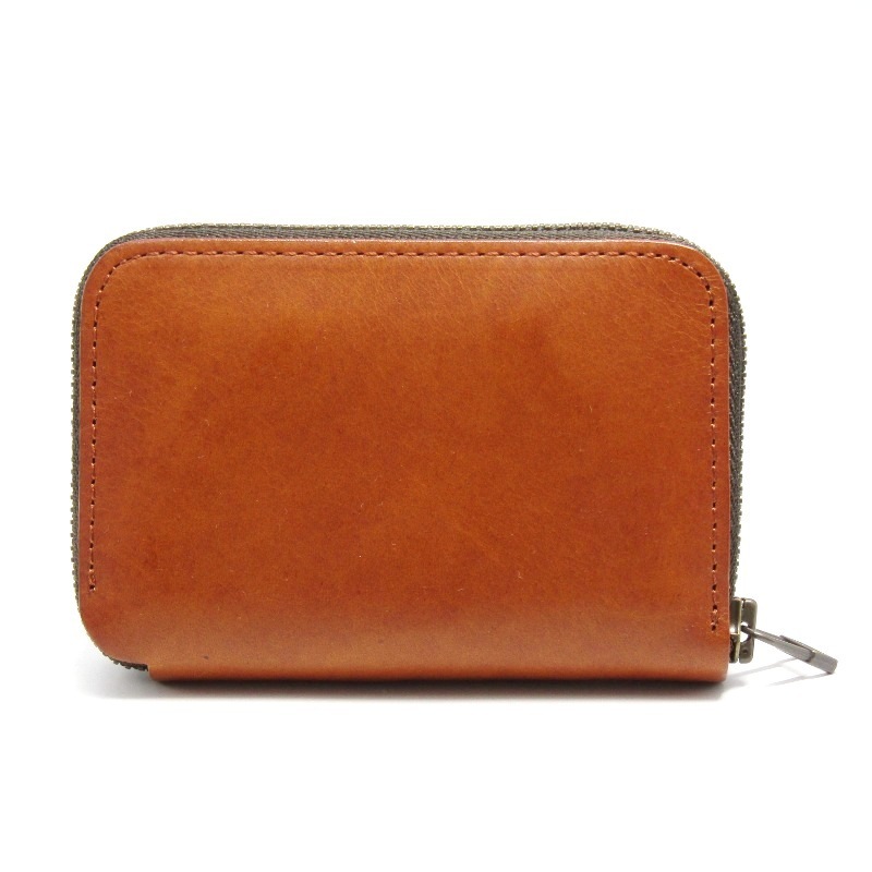 美品 m+ エムピウ ミニ財布 zonzo ミネルバリスシオ ゾンゾ ラウンドファスナー cognac 61006068
