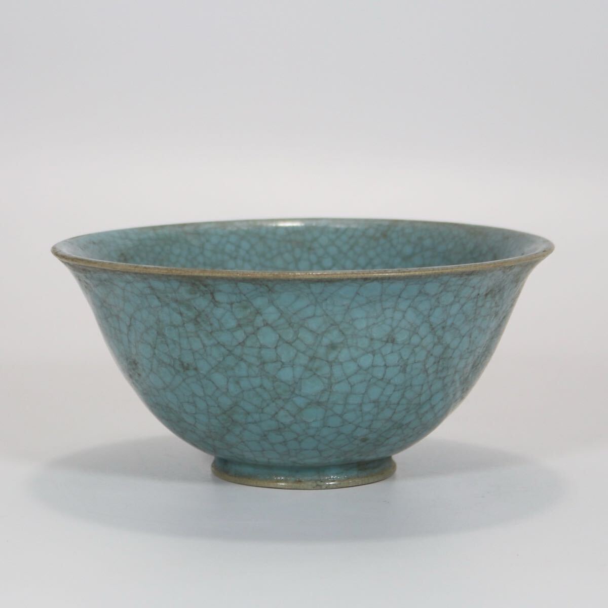【萬古】中国古美術 宋時代 汝窯 青磁 茶碗 時代物 古玩 骨董品 唐物 時代物 当時物 置物 茶道具 茶器 抹茶碗 w8