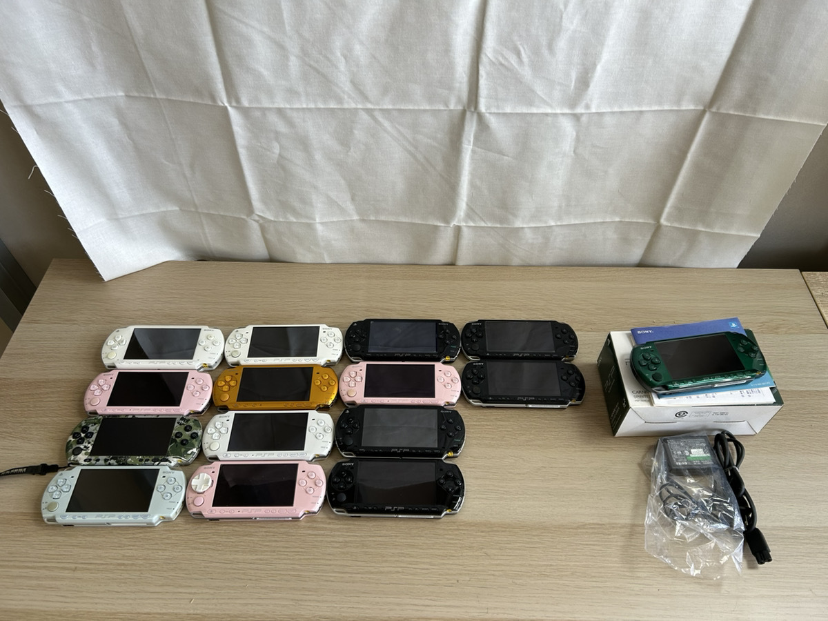 【A0291/80/0】ジャンク PSP 携帯機 小型本体 一点箱付き SONY ソニー PSP-1000 PSP-2000 PSP-3000 計15台まとめ売り 初期化済
