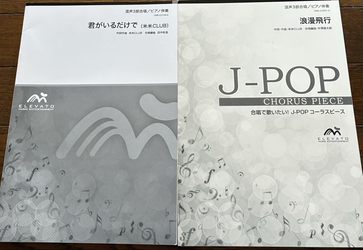 合唱　楽譜２冊　混声合唱　君がいるだけで　浪漫飛行　送料無料